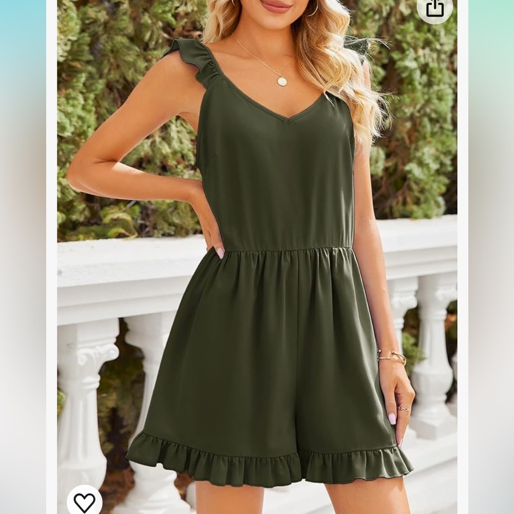 CNJFJ Women's Sleeveless Tie Knot Shoulder Rompers Casual Scoop Neck